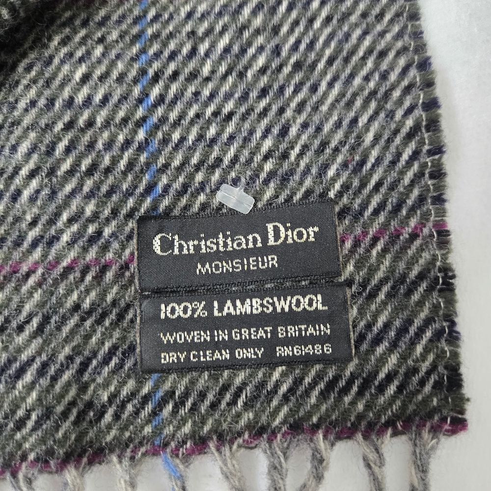 Vintage Christian Dior Monsieur Lambswool Scarf – Gray Plaid